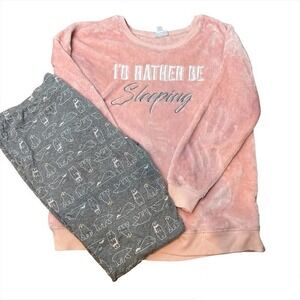 Jenni intimates I'd rather be sleeping cozy spell out pajama 2 piece set XL